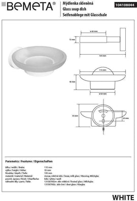 Porte-savon mural WHITE en verre 11 x 5,5 x 12,9 cm