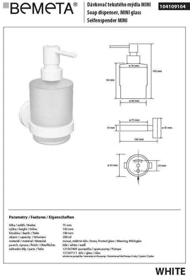 Distributeur de savon liquide mural WHITE en laiton blanc / 200ml