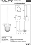Goupillon de toilettes mural WHITE en laiton blanc et en verre 37cm