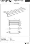 Etagère porte-serviettes de douche WHITE en laiton blanc 55 x12 x26,5 cm