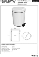 Poubelle de douche à soft close WHITE en laiton blanc / 5L