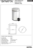 Poubelle de cuisine HOTEL en acier poli 30 cm / 30 L
