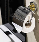 Dérouleur papier toilette avec couvercle RETRO chromé doré 14x15x10cm