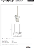 Brosse de toilettes ALFA bol en verre 39x14x11 cm