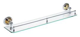 Tablette de douche murale en verre avec rail RETRO chromé doré 60 x8,7 x12 cm