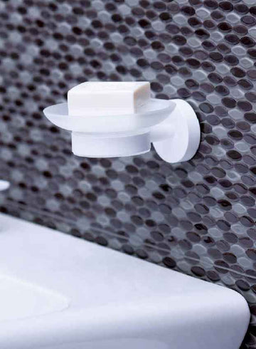 Porte-savon mural WHITE en verre 11 x 5,5 x 12,9 cm