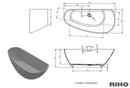 Baignoire îlot en Solid Surface RIHO GRANADA 170x80 cm angle gauche