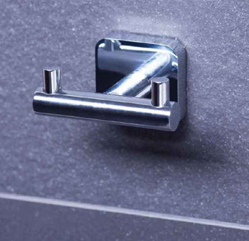 Double patère murale TASI en laiton chromé 8 x5 x6 cm