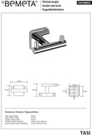 Double patère murale TASI en laiton chromé 8 x5 x6 cm