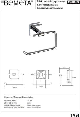 Dérouleur papier toilette TASI en laiton chromé 13 cm avec ou sans couvercle