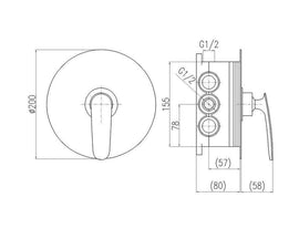 Mitigeur de douche encastrable TIGRIS en laiton chromé