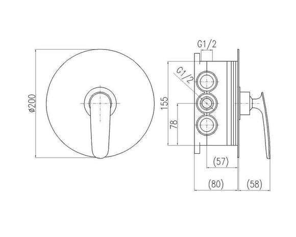 Mitigeur de douche encastrable TIGRIS en laiton chromé