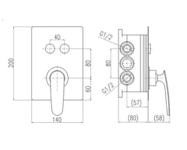 Mitigeur de douche encastrable avec inverseur TIGRIS laiton chromé