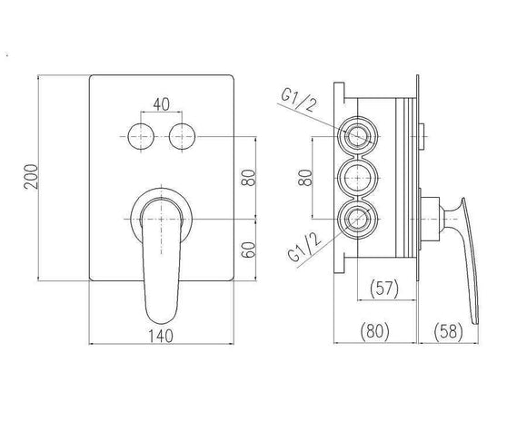 Mitigeur de douche encastrable avec inverseur TIGRIS laiton chromé