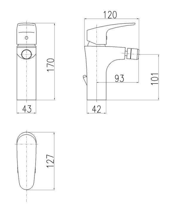Mitigeur bidet avec siphon AMUR laiton chromé embout orientable