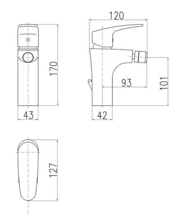 Mitigeur bidet avec siphon AMUR laiton chromé embout orientable