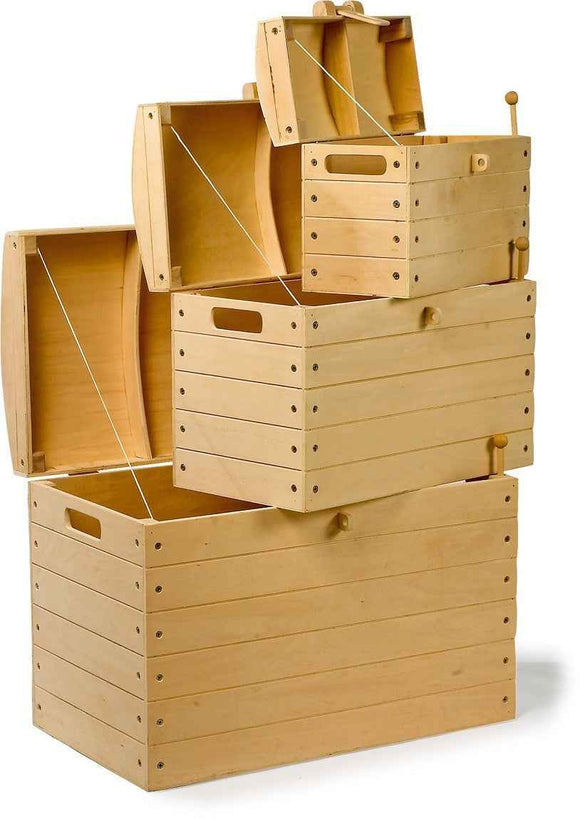 Lot de 3 malles, Caisse de pirates en bois naturel « CARAÏBES »