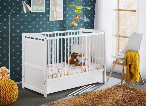 Berceau en bois de pin avec tiroir TYMEK PLUS 67x124 x H 56,90 cm