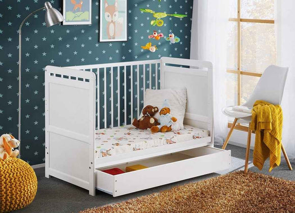 Berceau en bois de pin avec tiroir TYMEK PLUS 67x124 x H 56,90 cm