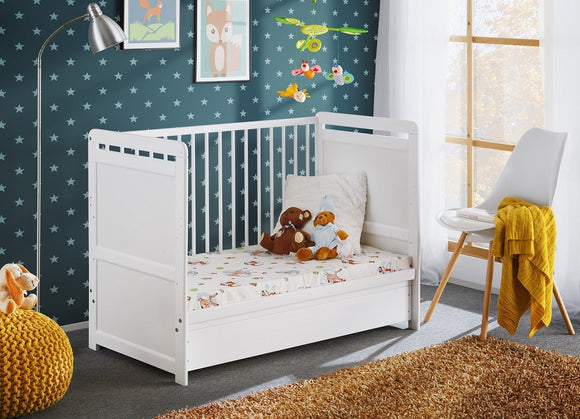 Berceau en bois de pin avec tiroir TYMEK PLUS 67x124 x H 56,90 cm