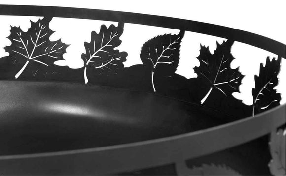 Brasero de jardin TORONTO décor feuille en acier 80 cm