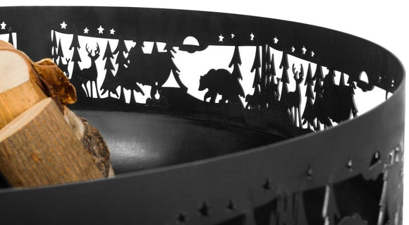 Brasero de jardin FOREST décor forêt et animaux en acier 80 cm
