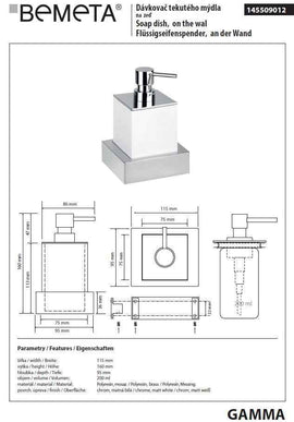 Distributeur de savon liquide GAMMA en laiton chromé / 200 ml