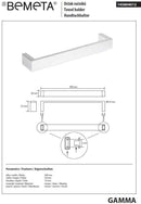 Porte-serviette mural GAMMA en laiton chromé 30 x7,5 x3,6 cm