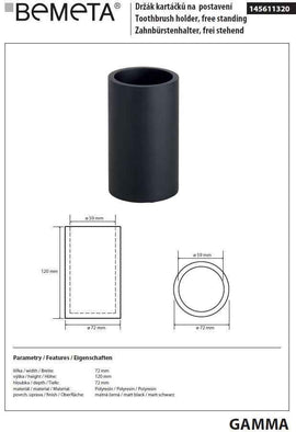 Porte brosse à dents à poser GAMMA en résine 12 x7,2 x7,2 cm