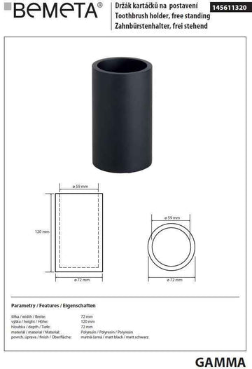 Porte brosse à dents à poser GAMMA en résine 12 x7,2 x7,2 cm