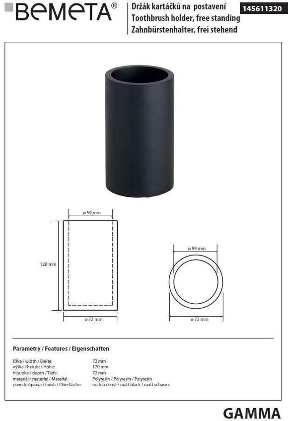 Porte brosse à dents à poser GAMMA en résine 12 x7,2 x7,2 cm