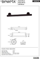 Barre de maintien de douche en laiton noir DARK 47 x9 x6,5 cm