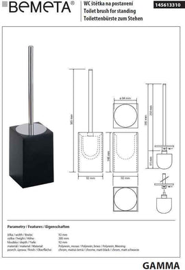 Goupillon de toilettes GAMMA en résine mat 38,5 x9,2 x9,2 cm