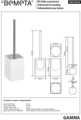 Goupillon de toilettes GAMMA en résine mat 38,5 x9,2 x9,2 cm