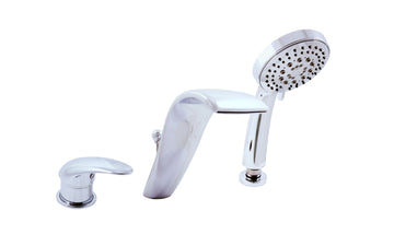 Mitigeur baignoire 3 trous DUNAJ avec cascade en laiton chromé - 0