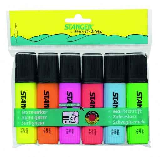 Surligneur STANGER, 1-5 mm, lot de 6 pièces 180008000