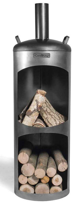 Cheminée d’extérieur cylindrique en acier FARO 40x40x132 cm