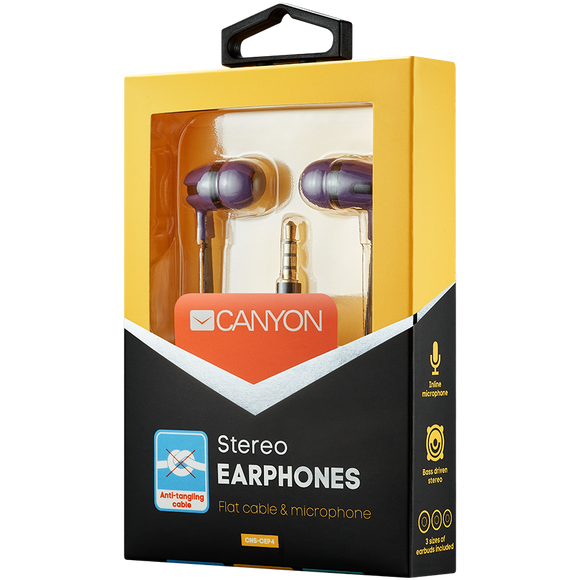 CANYON headphones SEP-4 Mic Flat 1.2m Violet