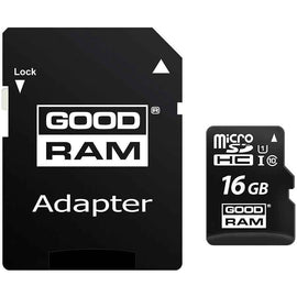 Atmiņas karte Goodram 16GB microSDHC class 10 UHS I + SD adapter