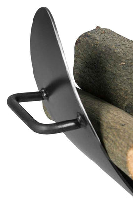 Porte bûches demi-lune MILA en acier noir 70x44 cm