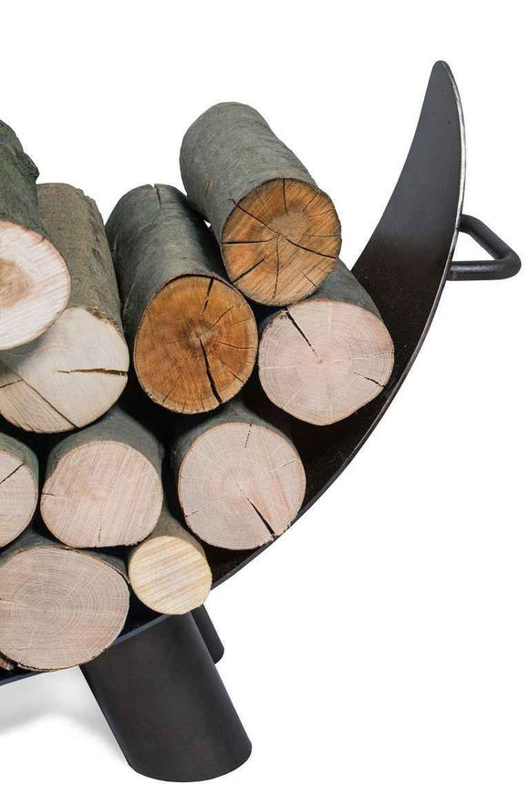 Porte bûches demi-lune MILA en acier noir 70x44 cm