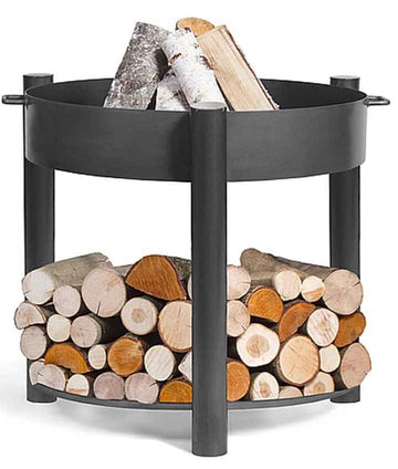 Brasero de jardin SOLAFA XL avec range bois en acier