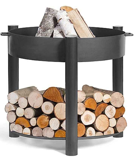 Brasero de jardin SOLAFA XL avec range bois en acier