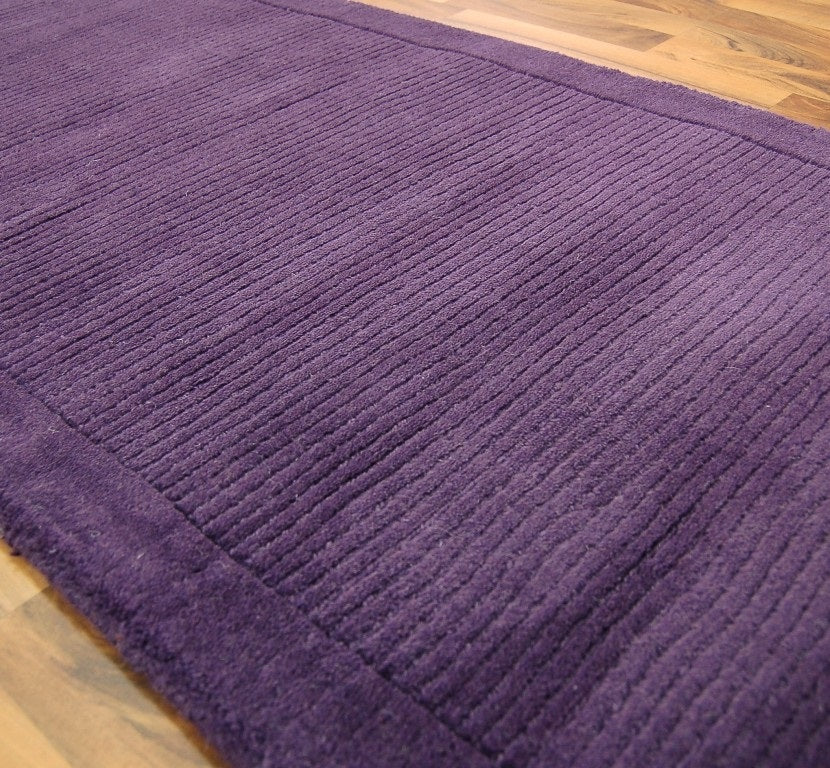 Tapis de couloir uni pure laine candy violet