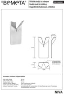Lot de 2 patères double NIVA en acier inoxydable avec adhésive 4,8 x8,5 x2,2 cm