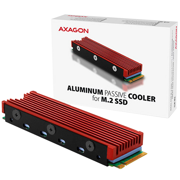 AXAGON CLR-M2 passive - M.2 SSD, 80mm SSD, ALU body, silicone thermal pads