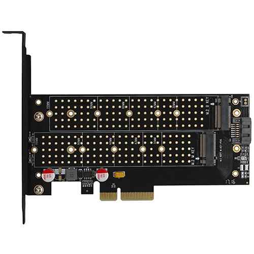 AXAGON PCEM2-D PCI-E 3.0 4x - DOUBLE SSD M.2 (NVMe + SATA), double tension, SSD jusqu'à 110 mm