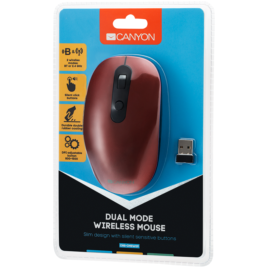 Souris CANYON MW-9 sans fil double mode rouge