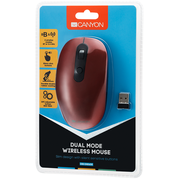 Souris canyon mw-9 sans fil double mode rouge