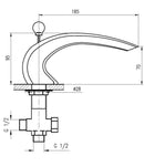 Mitigeur baignoire à cascade 3 trous LOIRA avec inverseur laiton chromé